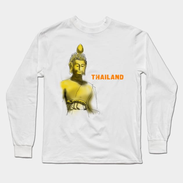 Giant Buddha Statue In Thailand | T-Shirt | Apparel | Hydro | Stickers Long Sleeve T-Shirt by PreeTee 
